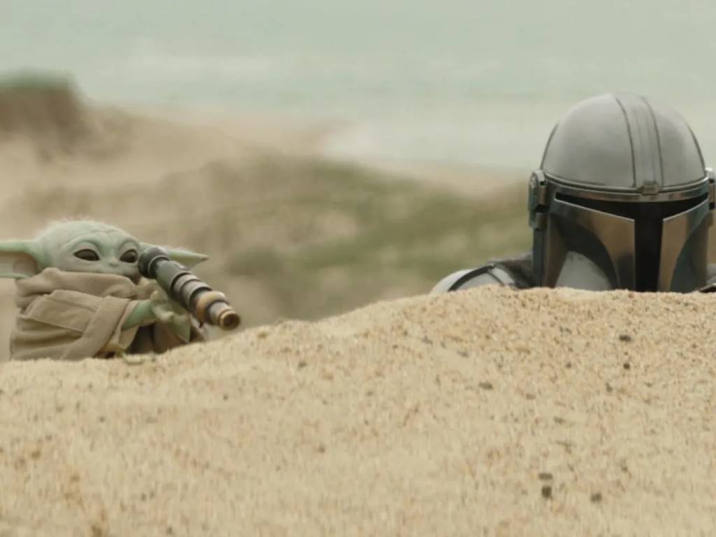 Grogu using the Force during an intense adventure